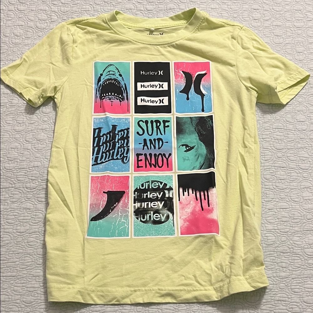 Hurley Lime Graphic Tee with Surf Prints
